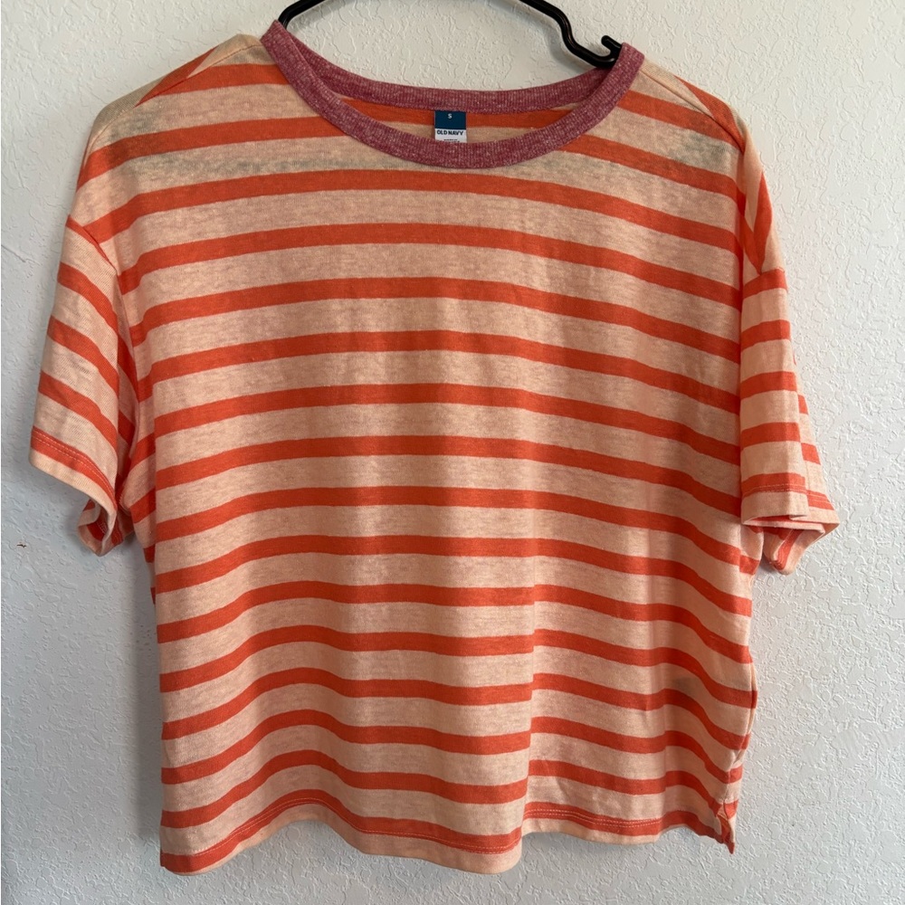 Old Navy Orange and Peach Striped Tee